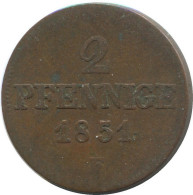 SAXONY 2 PFENNIG 1851 German States #DE10645.16.D.A - Sonstige & Ohne Zuordnung