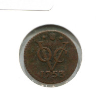 1753 UTRECHT VOC 1/2 DUIT INDES NÉERLANDAIS NETHERLANDS Koloniale Münze #VOC2158.10.F.A - Niederländisch-Indien