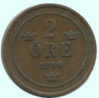 2 ORE 1899 SWEDEN Coin #AC887.2.U.A - Zweden