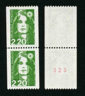 FRANCE - BICENTENAIRE BRIAT 2.20 - YT 2718 Et 2718a ** - TIMBRES DE ROULETTE EN PAIRE AVEC NUMERO ROUGE NEUFS ** - 1989-1996 Maríanne Du Bicentenaire