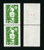 FRANCE - BICENTENAIRE BRIAT 2.20 - YT 2718 Et 2718a ** - TIMBRES DE ROULETTE EN PAIRE AVEC NUMERO ROUGE NEUFS ** - 1989-1996 Maríanne Du Bicentenaire