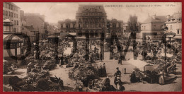 FRANCE - CHERBOURG - LA PLACE DU CHATEAU ET LE THEATRE - PANORAMA - LARGE SIZE POSTCARD - GRAND FORMAT - Sonstige & Ohne Zuordnung