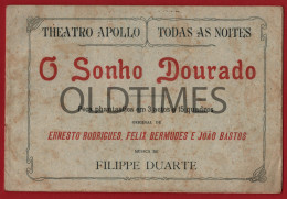 PORTUGAL - LISBOA - TEATRO APOLO - O SONHO DOURADO - ARGUMENTO - PROGRAMA  1912 - Advertising