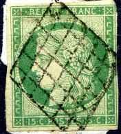 060524TIMBRE FRANCE N°2 (sur  Fragment)  4 Filets Bien Presents   Cote 1100€ - 1849-1850 Ceres