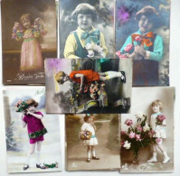 Cpa LOT 13 X PHOTO ART  Enfant Fille FILLETTE DEBOUT AVEC FLEUR - Photographie