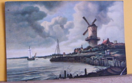 (ART/2) AMSTERDAM - WINDMUHLE AM WASSER - MULINO A VENTO DALL' ACQUA - JACOB VAN RUISDAEL - VIAGGIATA 1922 - Malerei & Gemälde