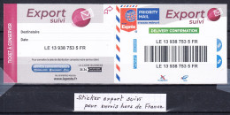 France Sticker Export Pour Envoi Suivi Hors De France - Colecciones Completas