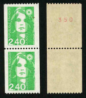 FRANCE - BICENTENAIRE BRIAT 2.40 - YT 2823 Et 2823a ** - TIMBRES DE ROULETTE EN PAIRE AVEC NUMERO ROUGE NEUFS ** - 1989-1996 Maríanne Du Bicentenaire