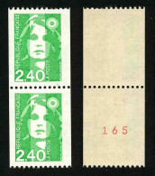 FRANCE - BICENTENAIRE BRIAT 2.40 - YT 2823 Et 2823a ** - TIMBRES DE ROULETTE EN PAIRE AVEC NUMERO ROUGE NEUFS ** - 1989-1996 Maríanne Du Bicentenaire