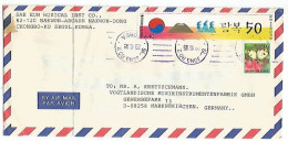 South Korea Postal History Commerce Airmail Cover Seoul 23aug1995 With 50th Liberation 50w From S/S + Butterfly 100w - Korea (Zuid)