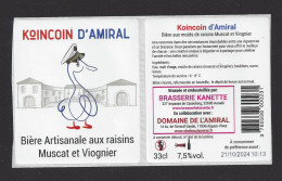 Etiquette De Bière Aux Raisins Muscat Et Viognier  -  Koincoin D'Amiral  -  Brasserie Kanette à Auradé  (32) - Beer