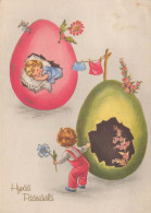 EASTER CHILDREN EGG Vintage Postcard CPSM #PBO306.A - Pascua