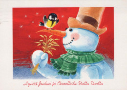 Bonne Année Noël BONHOMME DE NEIGE Vintage Carte Postale CPSM #PBM557.A - Año Nuevo