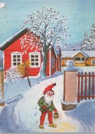 BABBO NATALE Buon Anno Natale GNOME Vintage Cartolina CPSM #PBM041.A - Santa Claus