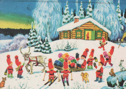 PÈRE NOËL Bonne Année Noël GNOME Vintage Carte Postale CPSM #PBL661.A - Santa Claus