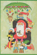 SANTA CLAUS Happy New Year Christmas GNOME Vintage Postcard CPSM #PBL638.A - Santa Claus
