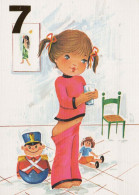 ALLES GUTE ZUM GEBURTSTAG 7 Jährige MÄDCHEN KINDER Vintage Ansichtskarte Postkarte CPSM Unposted #PBU066.A - Cumpleaños