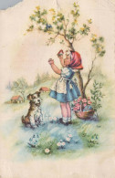 PÂQUES ENFANTS ŒUF Vintage Carte Postale CPA #PKE354.A - Easter
