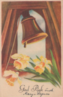 EASTER FLOWERS BELL Vintage Postcard CPA #PKE281.A - Easter
