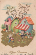 EASTER FLOWERS Vintage Postcard CPA #PKE186.A - Pâques