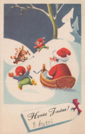WEIHNACHTSMANN SANTA CLAUS Neujahr Weihnachten GNOME Vintage Ansichtskarte Postkarte CPSMPF #PKD864.A - Santa Claus