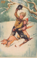 Happy New Year Christmas CHILDREN Vintage Postcard CPSMPF #PKD830.A - New Year