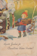Happy New Year Christmas CHILDREN Vintage Postcard CPSMPF #PKD600.A - New Year