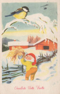 PAPÁ NOEL Feliz Año Navidad GNOMO Vintage Tarjeta Postal CPSMPF #PKD461.A - Santa Claus