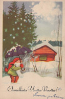 BABBO NATALE Buon Anno Natale GNOME Vintage Cartolina CPSMPF #PKD317.A - Santa Claus