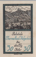 30 HELLER 1920 Stadt HOFGASTEIN Salzburg Österreich Notgeld Banknote #PD627 - [11] Emissioni Locali