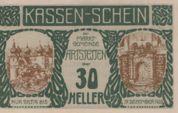 30 HELLER 1920 Stadt ARTSTETTEN Niedrigeren Österreich Notgeld #PE194 - [11] Emissioni Locali