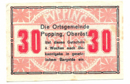 30 Heller 1920 PUPPING Österreich UNC Notgeld Papiergeld Banknote #P10482 - [11] Emissioni Locali