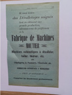 Ancienne Publicité Horlogerie FABRIQUE DE MACHINES MOUTIER  Suisse 1914 - Suiza