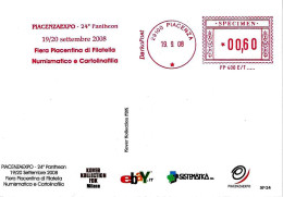 ITALIA - 2008 PIACENZA 24° Pantheon Piacenzaexpo Fiera Filatelia - Ema Affrancatura Mecc. Rossa Red Meter SPECIMEN - 653 - 2001-10: Poststempel