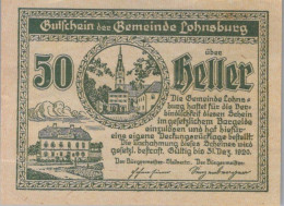 50 HELLER 1920 Stadt LOHNSBURG Oberösterreich Österreich Notgeld Papiergeld Banknote #PG943 - [11] Emissioni Locali