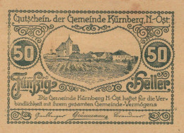 50 HELLER 1920 Stadt KÜRNBERG Niedrigeren Österreich Notgeld Papiergeld Banknote #PG922 - [11] Emissioni Locali