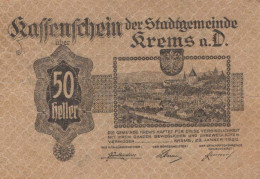 50 HELLER 1920 Stadt KREMS AN DER DONAU Niedrigeren Österreich Notgeld #PD678 - Lokale Ausgaben