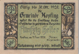 50 HELLER 1920 Stadt KOPFING Oberösterreich Österreich Notgeld Banknote #PD662 - [11] Emissioni Locali