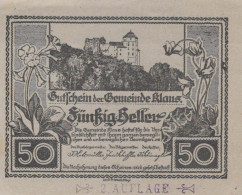 50 HELLER 1920 Stadt KLAUS Oberösterreich Österreich Notgeld Banknote #PD679 - Lokale Ausgaben
