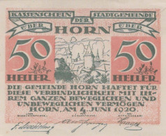 50 HELLER 1920 Stadt HORN Niedrigeren Österreich Notgeld Papiergeld Banknote #PG594 - Lokale Ausgaben