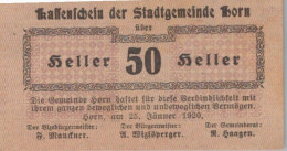 50 HELLER 1920 Stadt HORN Niedrigeren Österreich Notgeld Banknote #PD615 - Lokale Ausgaben