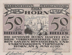 50 HELLER 1920 Stadt HORN Niedrigeren Österreich Notgeld Banknote #PD620 - Lokale Ausgaben