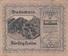 50 HELLER 1920 Stadt HALLSTATT Oberösterreich Österreich Notgeld Banknote #PD582 - [11] Lokale Uitgaven