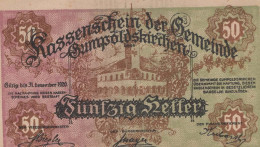 50 HELLER 1920 Stadt GUMPOLDSKIRCHEN Niedrigeren Österreich Notgeld Papiergeld Banknote #PG835 - [11] Lokale Uitgaven