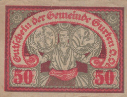 50 HELLER 1920 Stadt GURTEN Oberösterreich Österreich Notgeld Banknote #PF061 - [11] Lokale Uitgaven