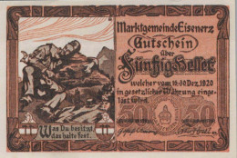 50 HELLER 1920 Stadt EISENERZ Styria UNC Österreich Notgeld Banknote #PH372 - [11] Lokale Uitgaven