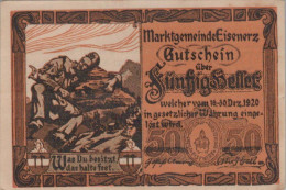 50 HELLER 1920 Stadt EISENERZ Styria Österreich Notgeld Banknote #PF081 - [11] Lokale Uitgaven