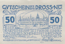50 HELLER 1920 Stadt DROSS Niedrigeren Österreich Notgeld Banknote #PF014 - [11] Lokale Uitgaven
