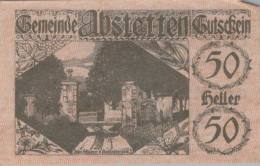 50 HELLER 1920 Stadt ABSTETTEN Niedrigeren Österreich Notgeld Papiergeld Banknote #PG519 - [11] Emissions Locales