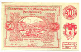 50 Heller 1920 SENFTENBERG Österreich UNC Notgeld Papiergeld Banknote #P10290 - [11] Emissions Locales